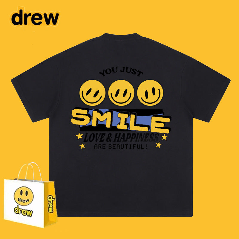 Drew T-shirts Short Sleeve T-shirt Alphabet Graffiti Print