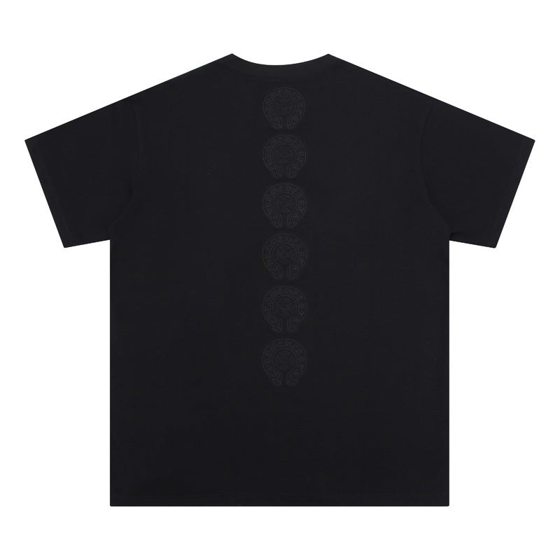 Chrome Heart T Shirts Crowe Cross Print Short Sleeve T-Shirt Loose