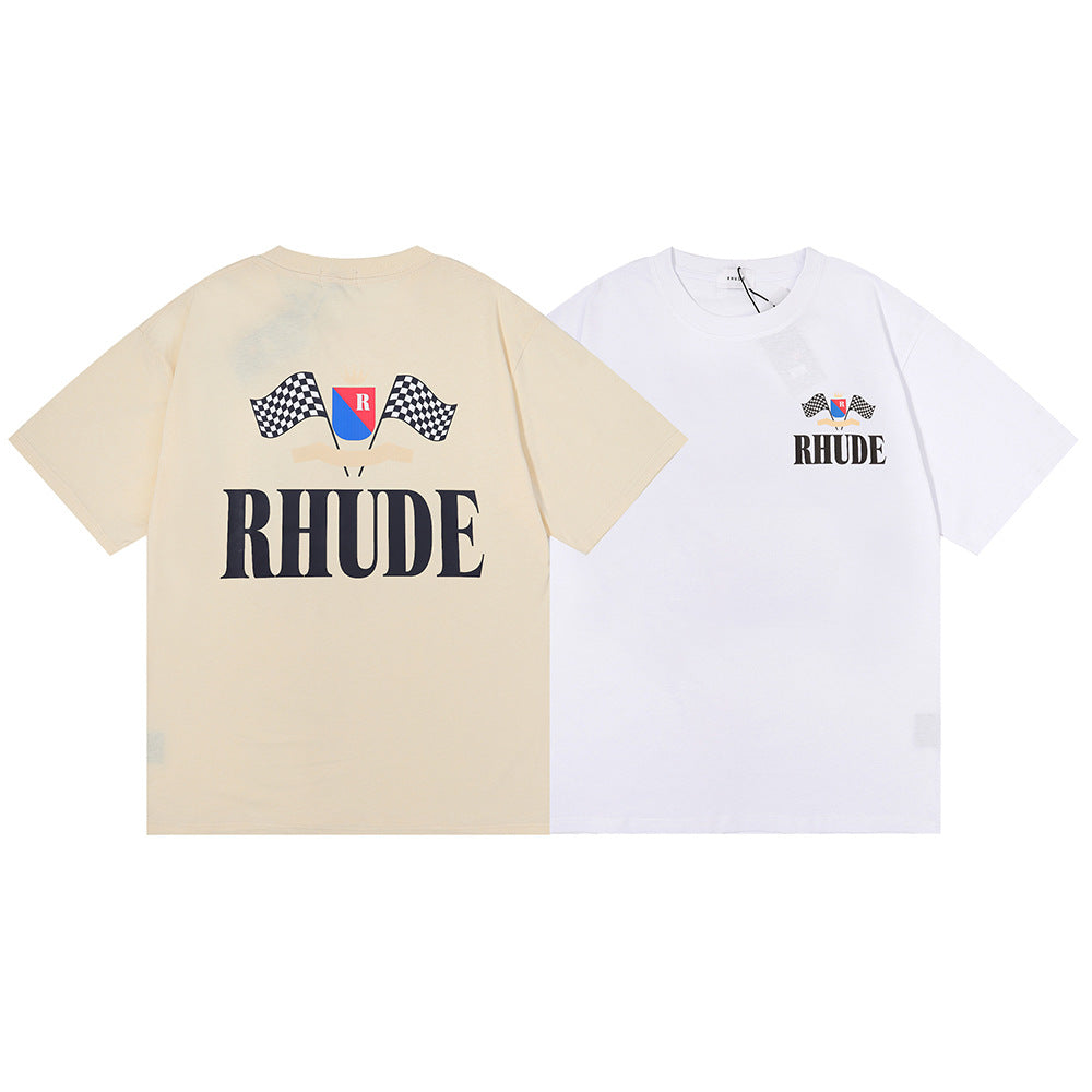 Rhude T-shirt Alphabet Flag Print Short Sleeve T-shirt