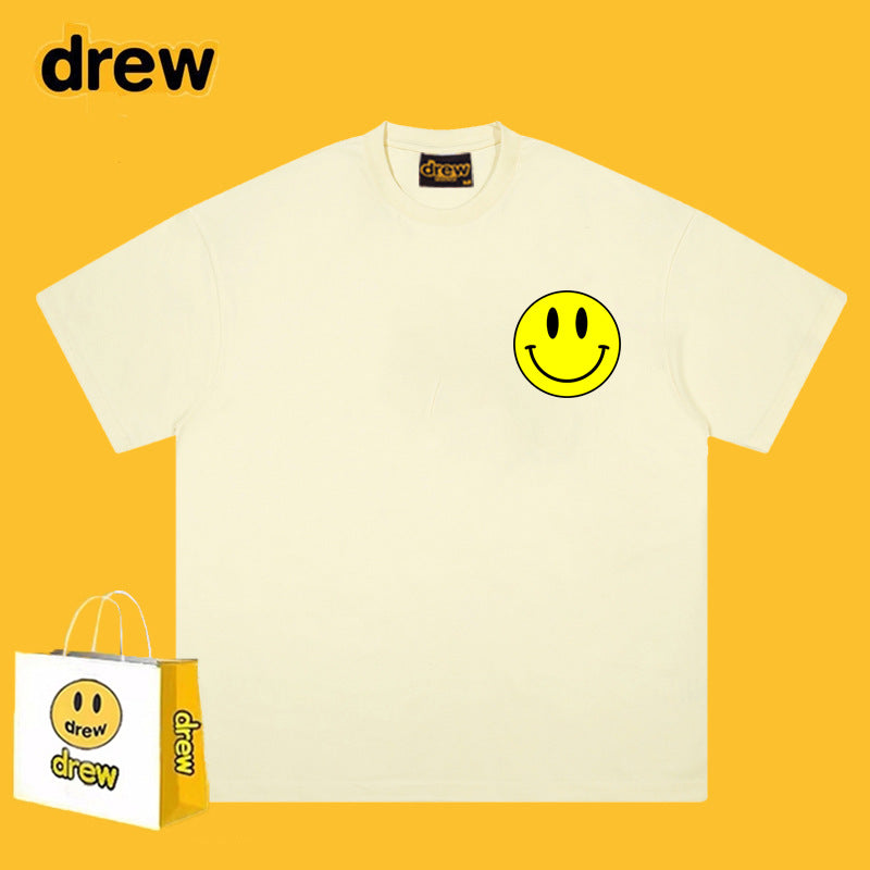Drew T-shirts Smiley Face Print Short Sleeve Loose