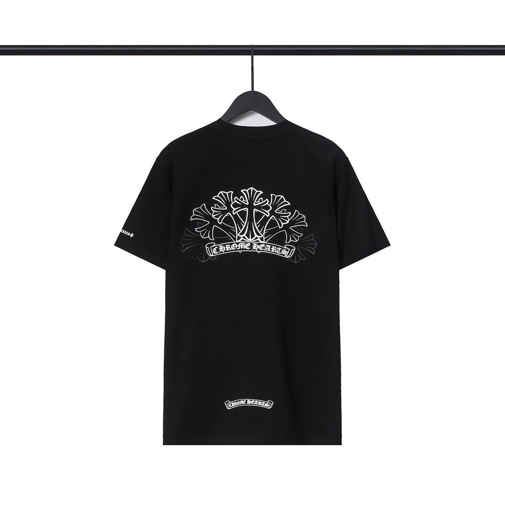 Chrome Heart T Shirts Sanskrit Color Printing Loose Casual Crew Neck Short Sleeve T-Shirt