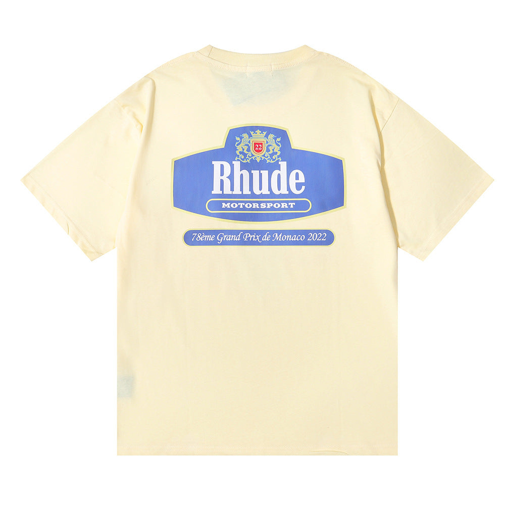 Rhude T-shirt Micro Logo Letter Badge Printed Short Sleeve T-shirt