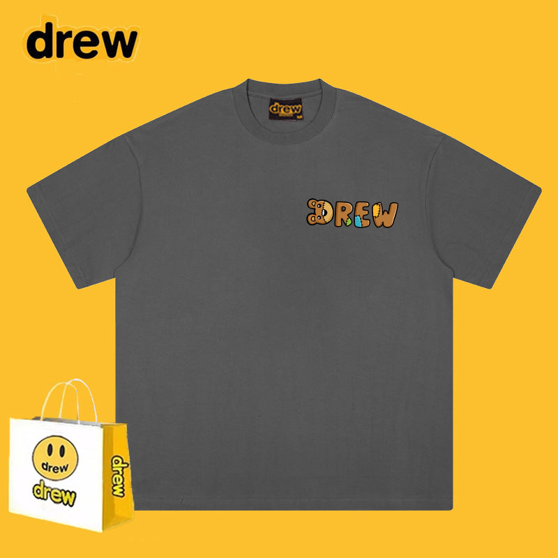 Drew T-shirts Short Sleeve Letter Cotton T-shirt Loose