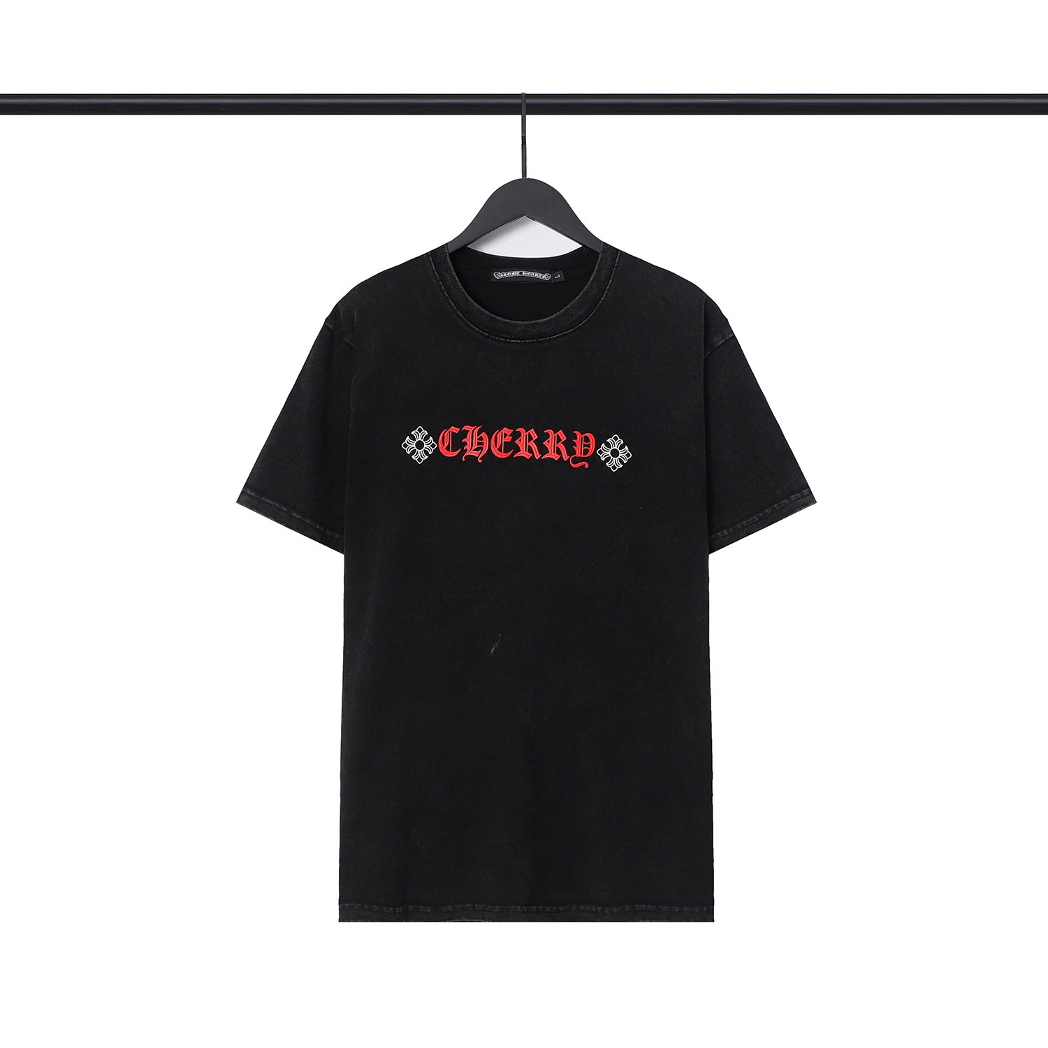 Chrome Heart T Shirts Cross Sanskrit Printed Crew Neck Washed Short Sleeve Fashion T-Shirt