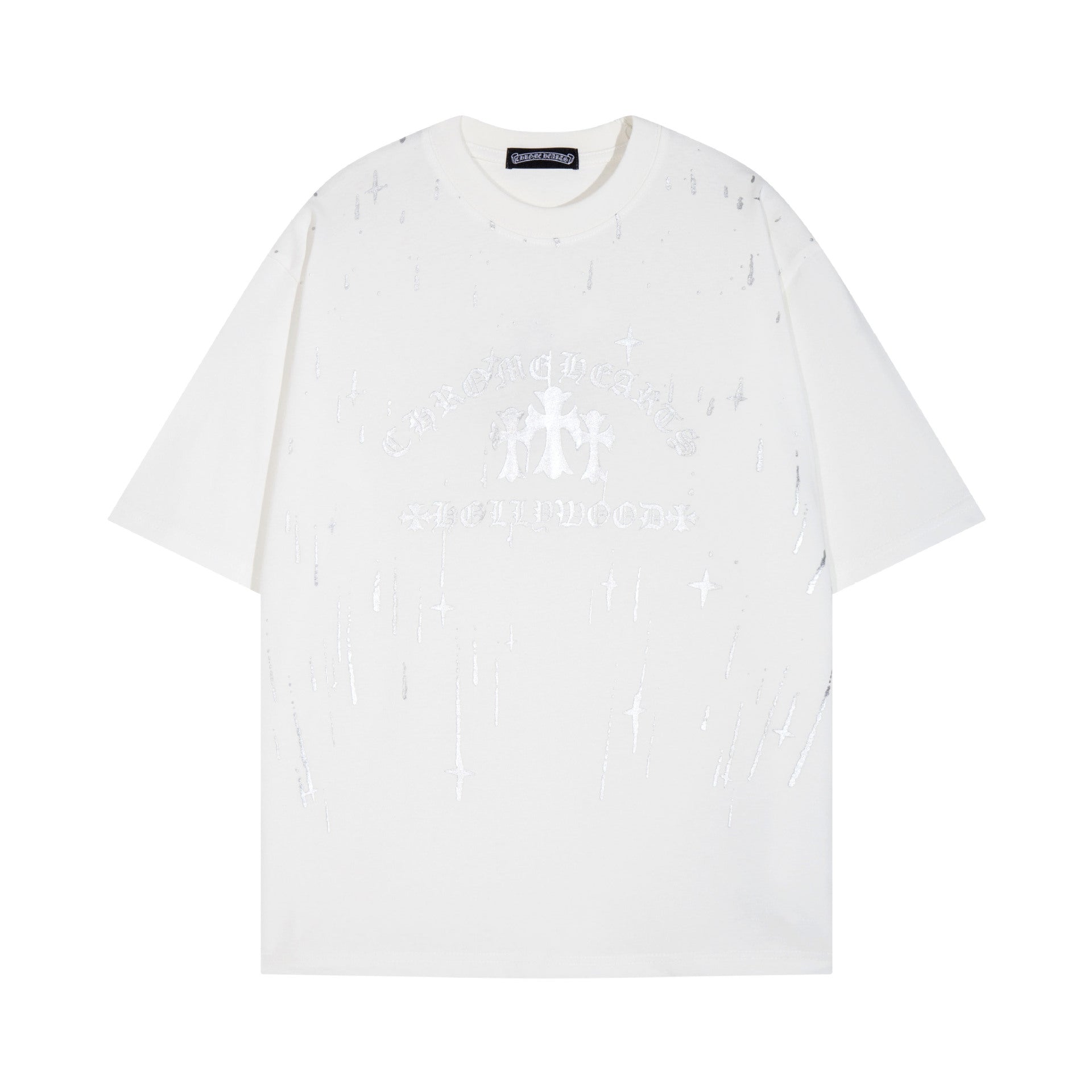 Chrome Heart T Shirts Versatile Casual Loose Print Embroidery T-Shirt Sleeves
