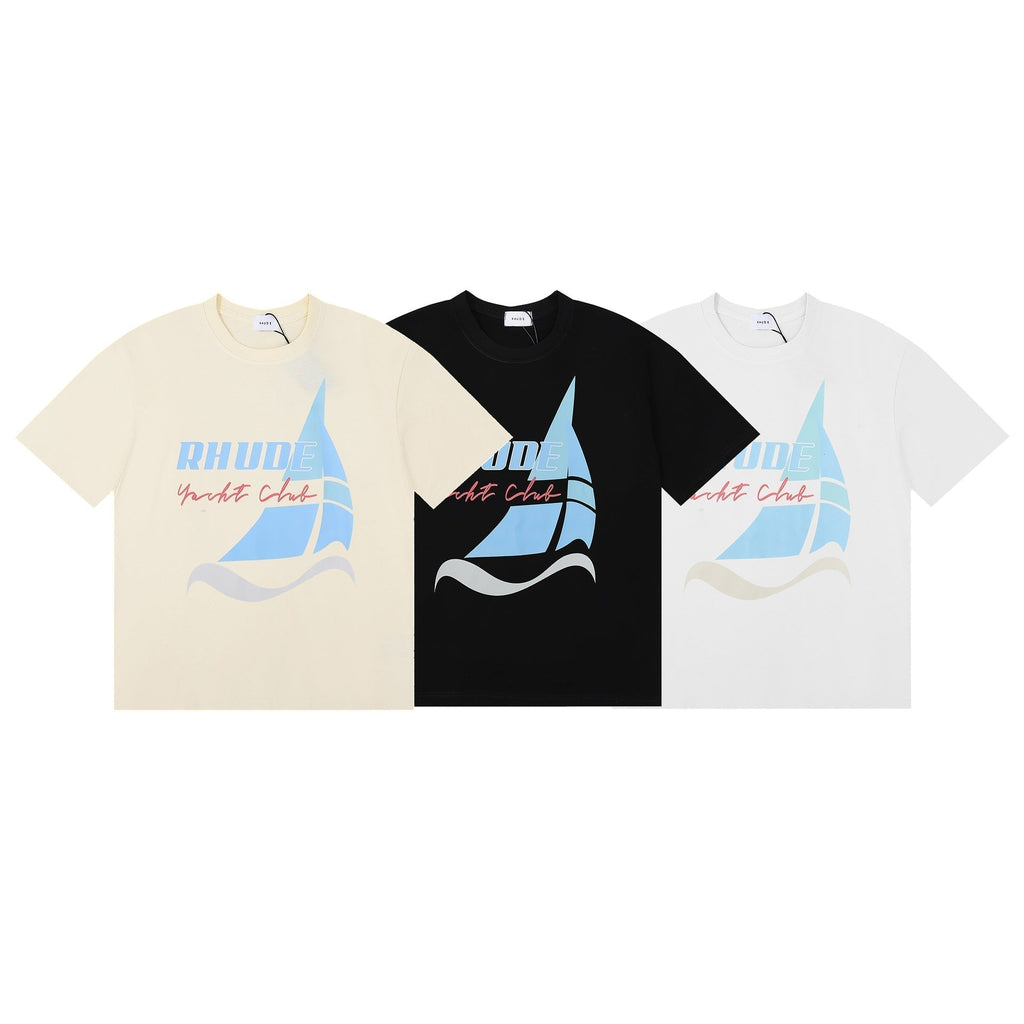 Rhude T-shirt Micro Label Yacht Club Print Short Sleeve T-shirt