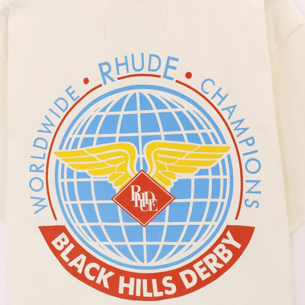 Rhude T-shirt Label Wings Alphabet Earth Print Short Sleeve T-shirt