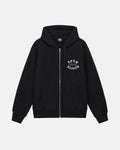 STUSSY & BORN X RAISED LOGO ZIP HOODIE BLACK