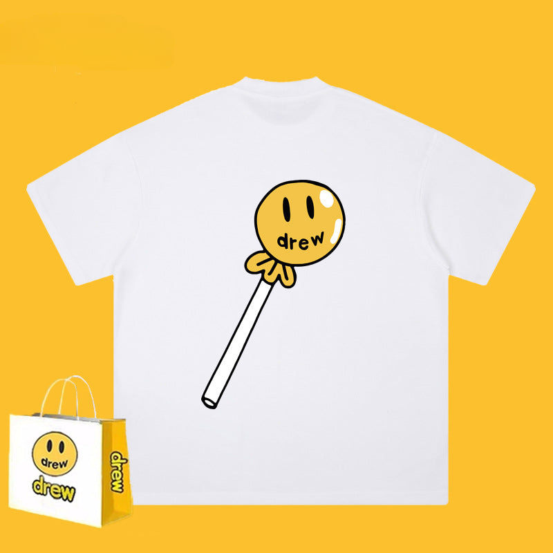 Drew T-shirts Smiley Letter Cotton T-shirt