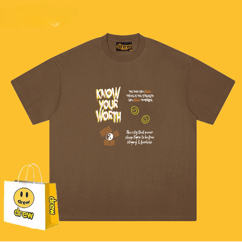 Drew T-shirts T-shirt Short Sleeve Loose round Neck Short Sleeve