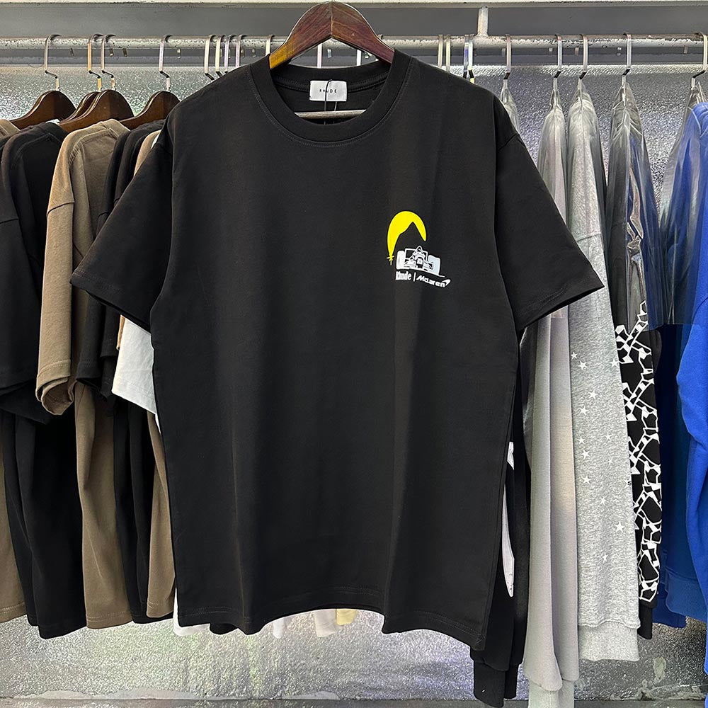 Rhude T-shirts Racing Printed Cotton Casual Short Sleeves Men and Women