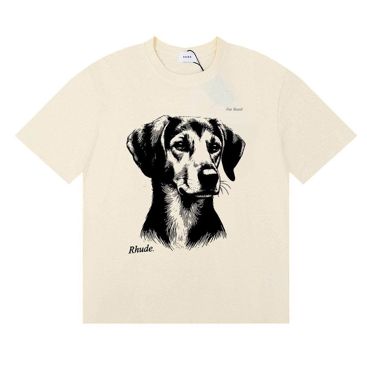 Rhude T-shirts Fox Hound Cotton Casual Short Sleeve Men and Women