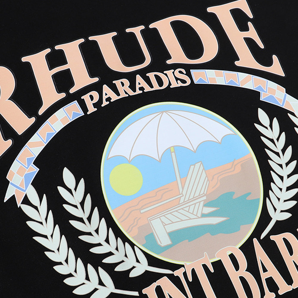 Rhude T-shirts Sunset Beach Cozy Pattern Printed Cotton Casual Loose Short Sleeve Men and Women