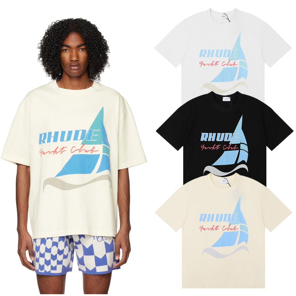 Rhude T-shirt Micro Label Yacht Club Print Short Sleeve T-shirt