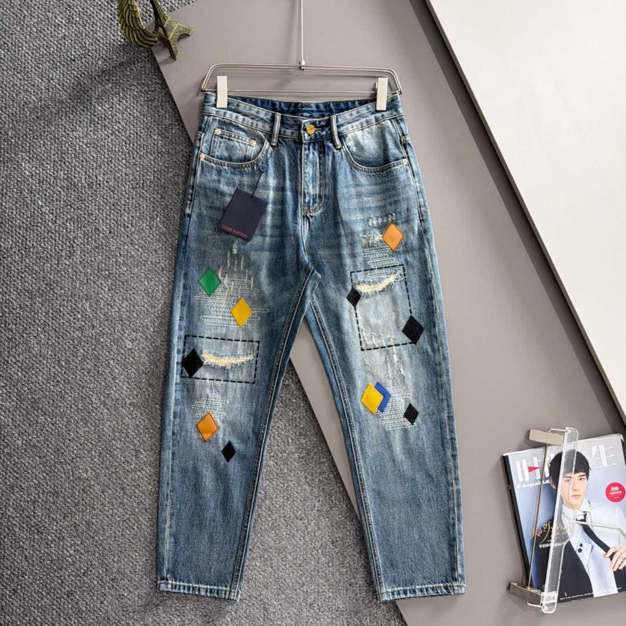 Louis Vuitton Logo-Embroidered Jeans
