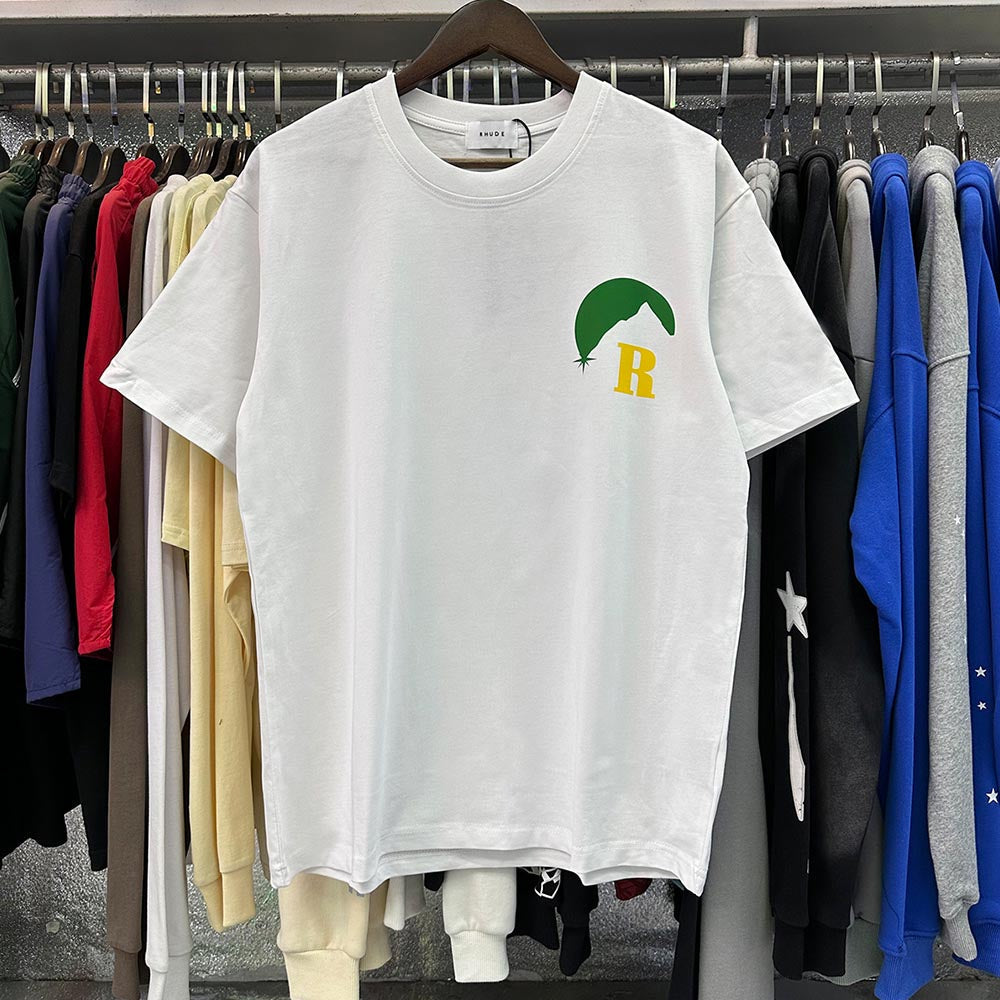 Rhude T-shirts Sunset Classic Print Cotton Casual Short Sleeve Men and Women