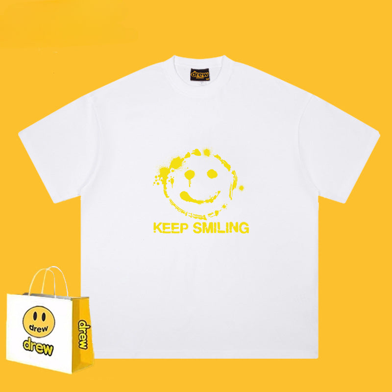 Drew T-shirts Smiley Face Short Sleeve Fashion Printed T-shirt