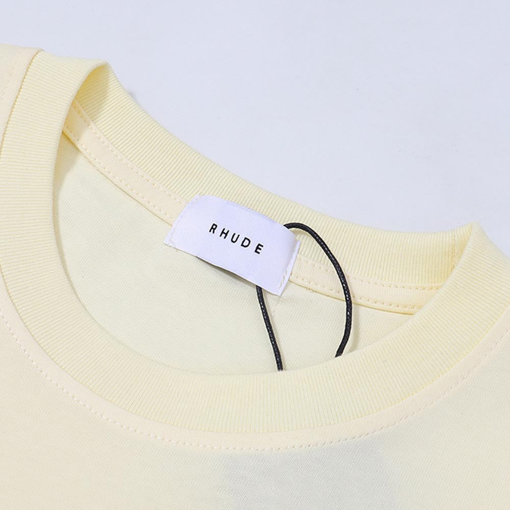 Rhude T-shirts Coconut Racing Printed Cotton Casual Short Sleeves Men and Women