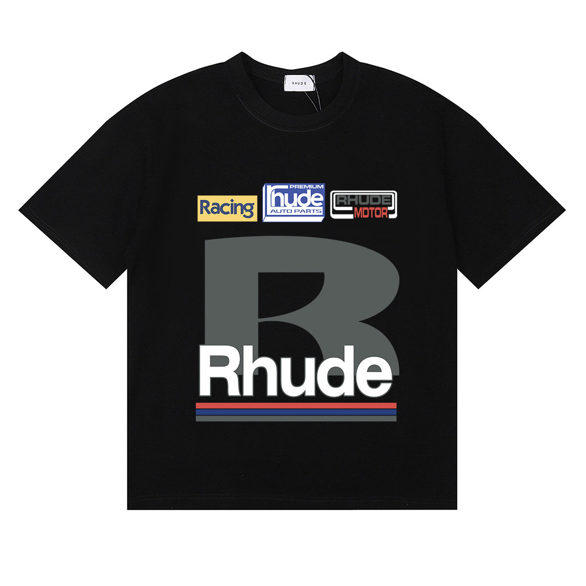 Rhude T-shirts Petrol Patch Racing Motor Cotton Casual Short Sleeve Men and Women