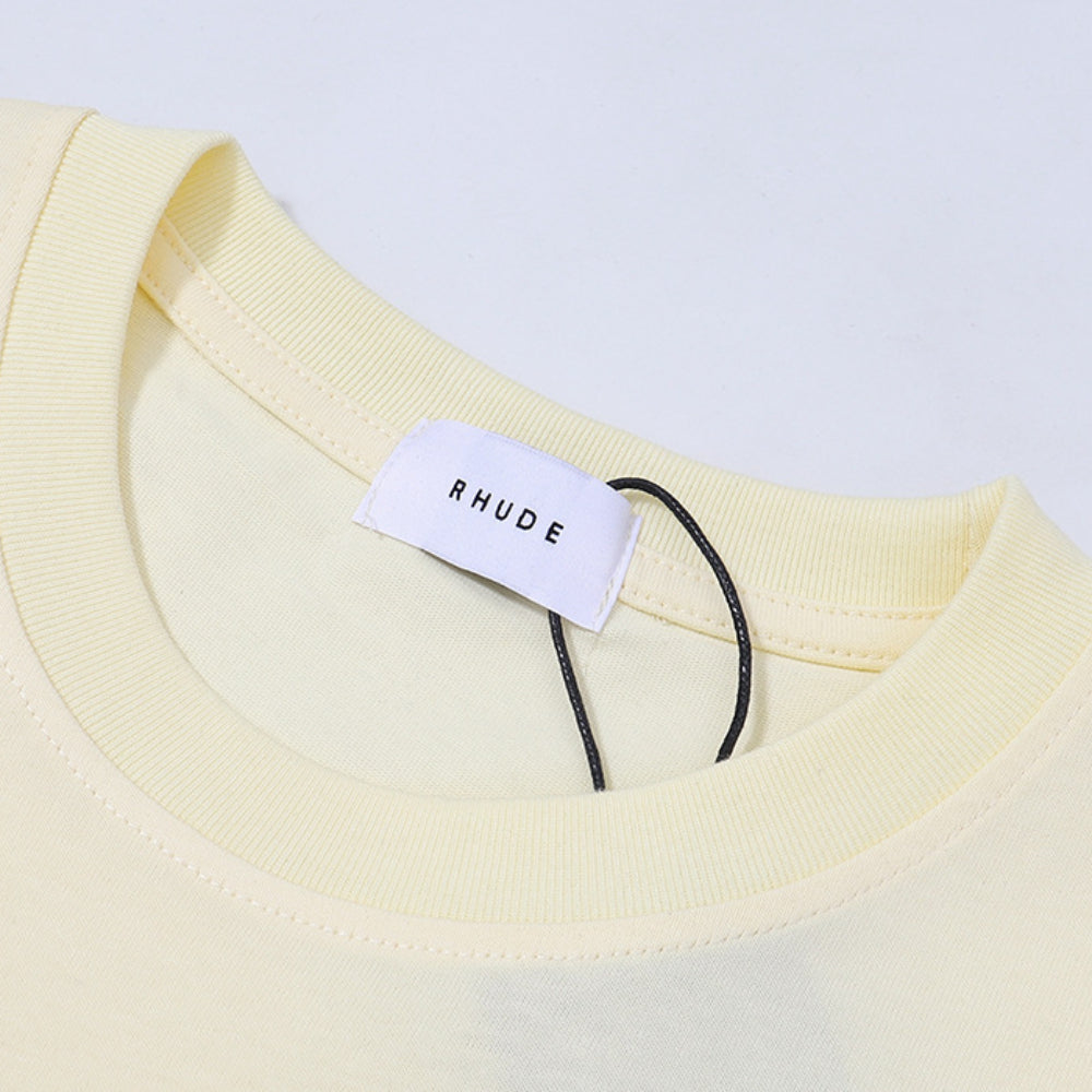 Rhude T-shirt Micro Logo Letter Badge Printed Short Sleeve T-shirt