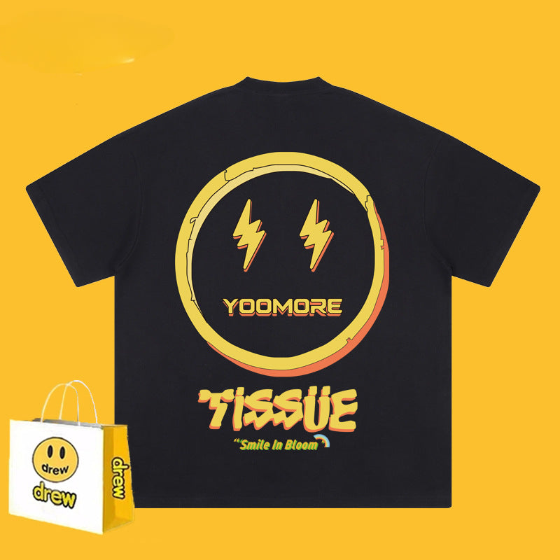 Drew T-shirts Lightning Smiley Print