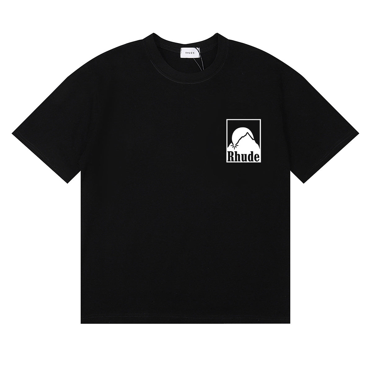 Rhude T-shirts Moon Badge Printing Cotton Casual Short Sleeve Men and Women