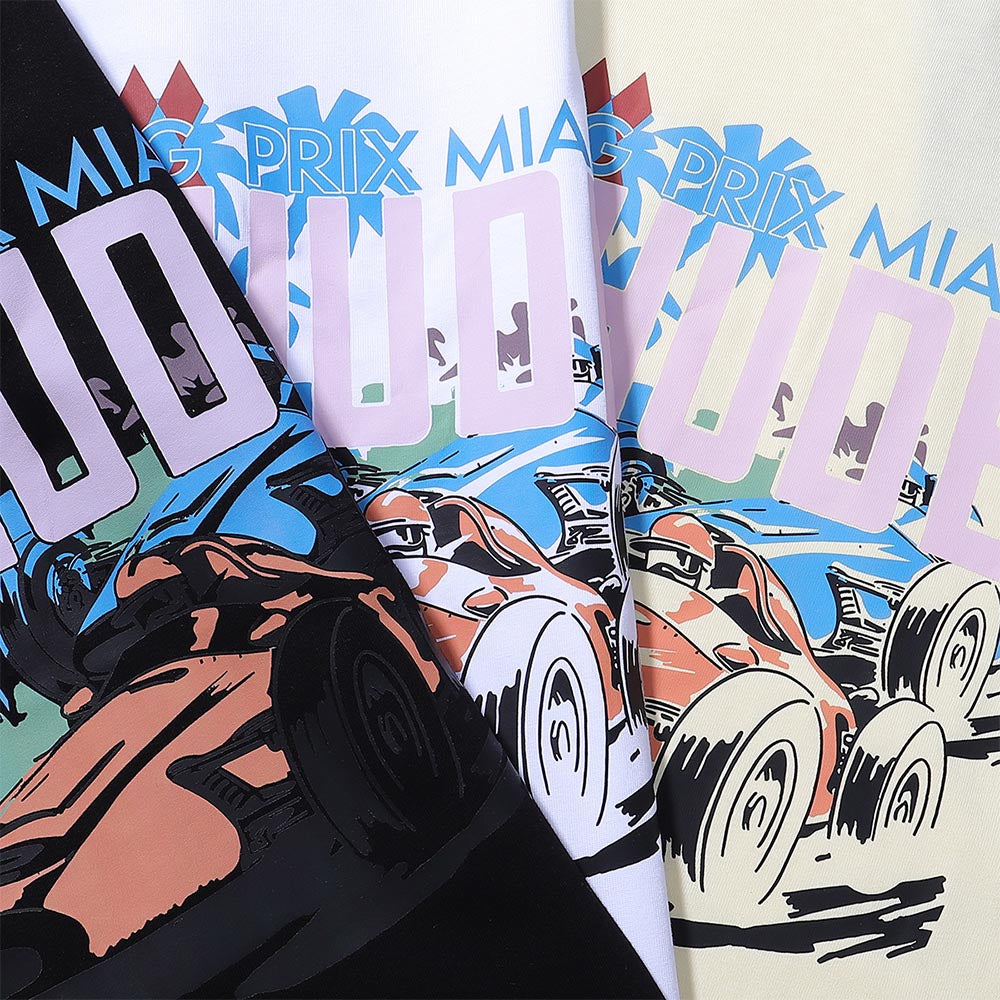 Rhude T-shirts Retro Racing Printed Cotton Casual Short Sleeve Men and Women