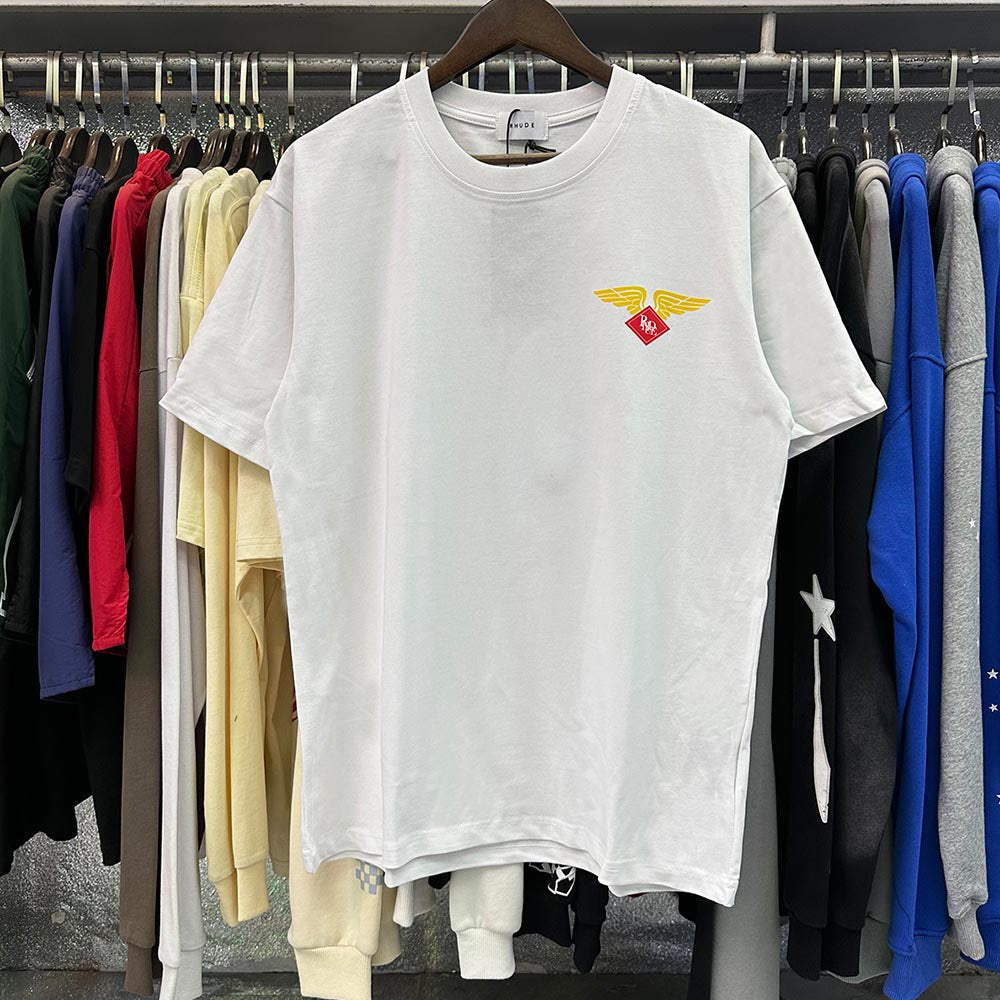 Rhude T-shirts World Map Printed Cotton Casual Short Sleeves Men and Women