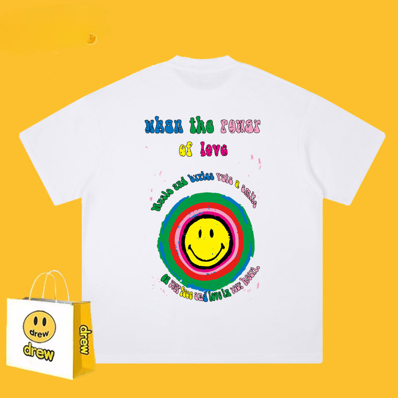 Drew T-shirts T-shirt Smiley Graffiti Printing Short Sleeve