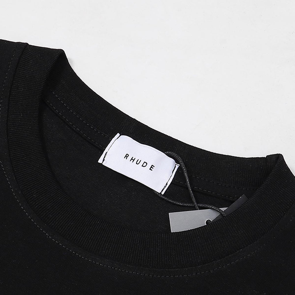 Rhude T-shirts Sailing Sunset Print Cotton Casual Crew Neck Short Sleeve Men and Women