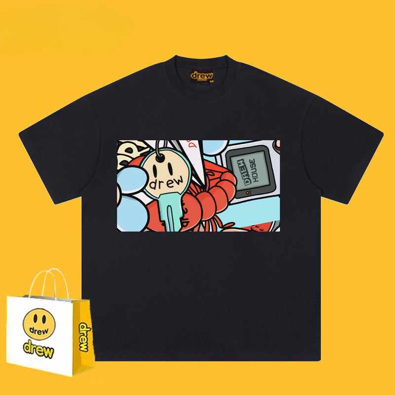 Drew T-shirts Graffiti Printing Loose Men's Short Sleeve