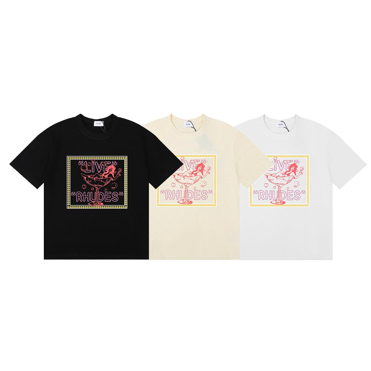 Rhude T-shirts goblet bikini beautiful women print cotton casual short sleeves men and women
