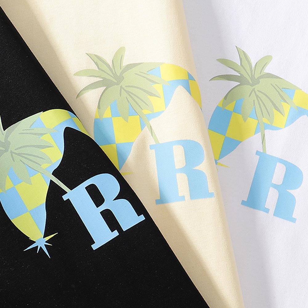Rhude T-shirts Coconut Racing Printed Cotton Casual Short Sleeves Men and Women