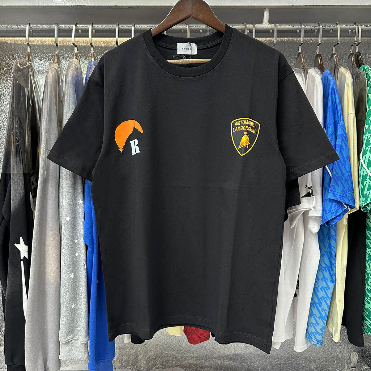 Rhude T-shirts Sunset Printing Cotton Casual Short Sleeve Men and Women