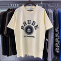 Rhude T-shirts Solid Color Pattern Printed Cotton Casual Short Sleeve Men and Women