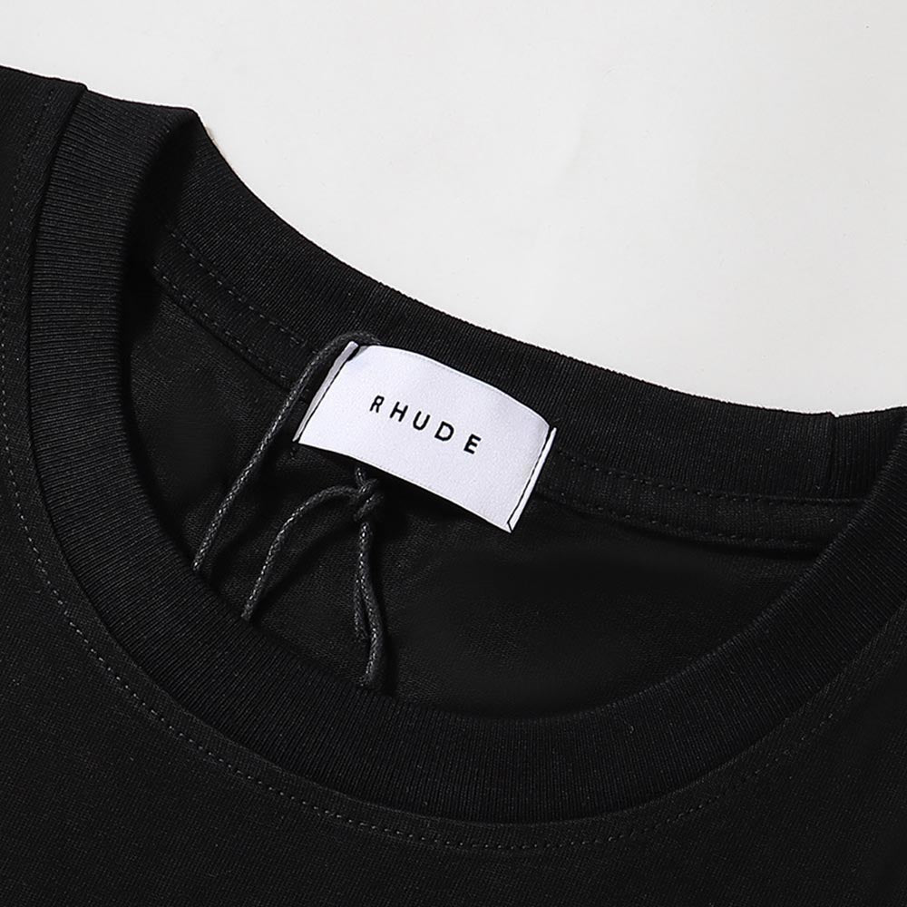 Rhude T-shirts Flag Printing Cotton Casual Short Sleeves Men and Women