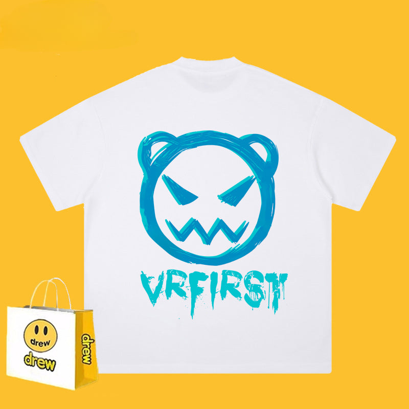 Drew T-shirts Funny Smiley Printed Short Sleeve
