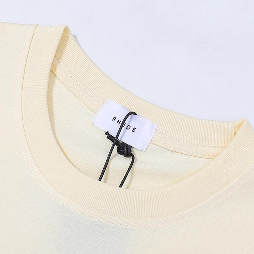 Rhude T-shirts Castle Coconut Windowsill Scenic Cotton Casual Loose Short Sleeve Men and Women