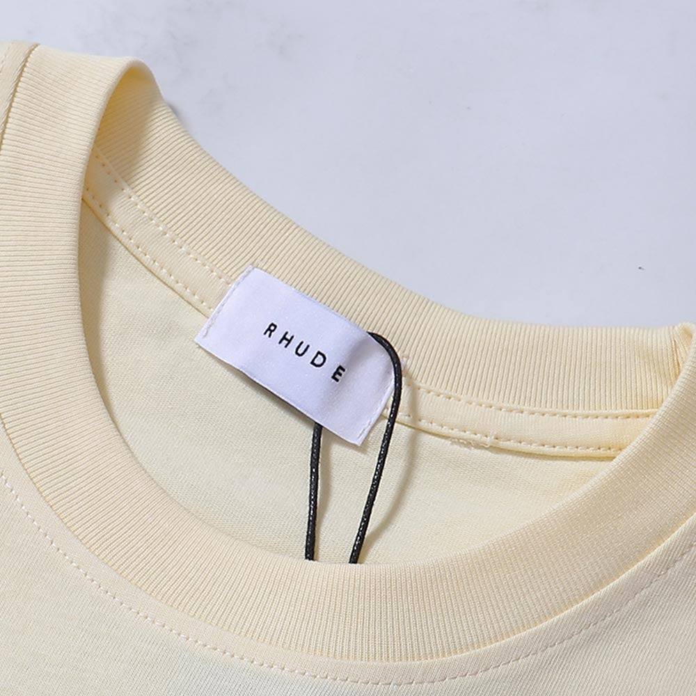 Rhude T-shirts Sunset Classic Print Cotton Casual Short Sleeve Men and Women