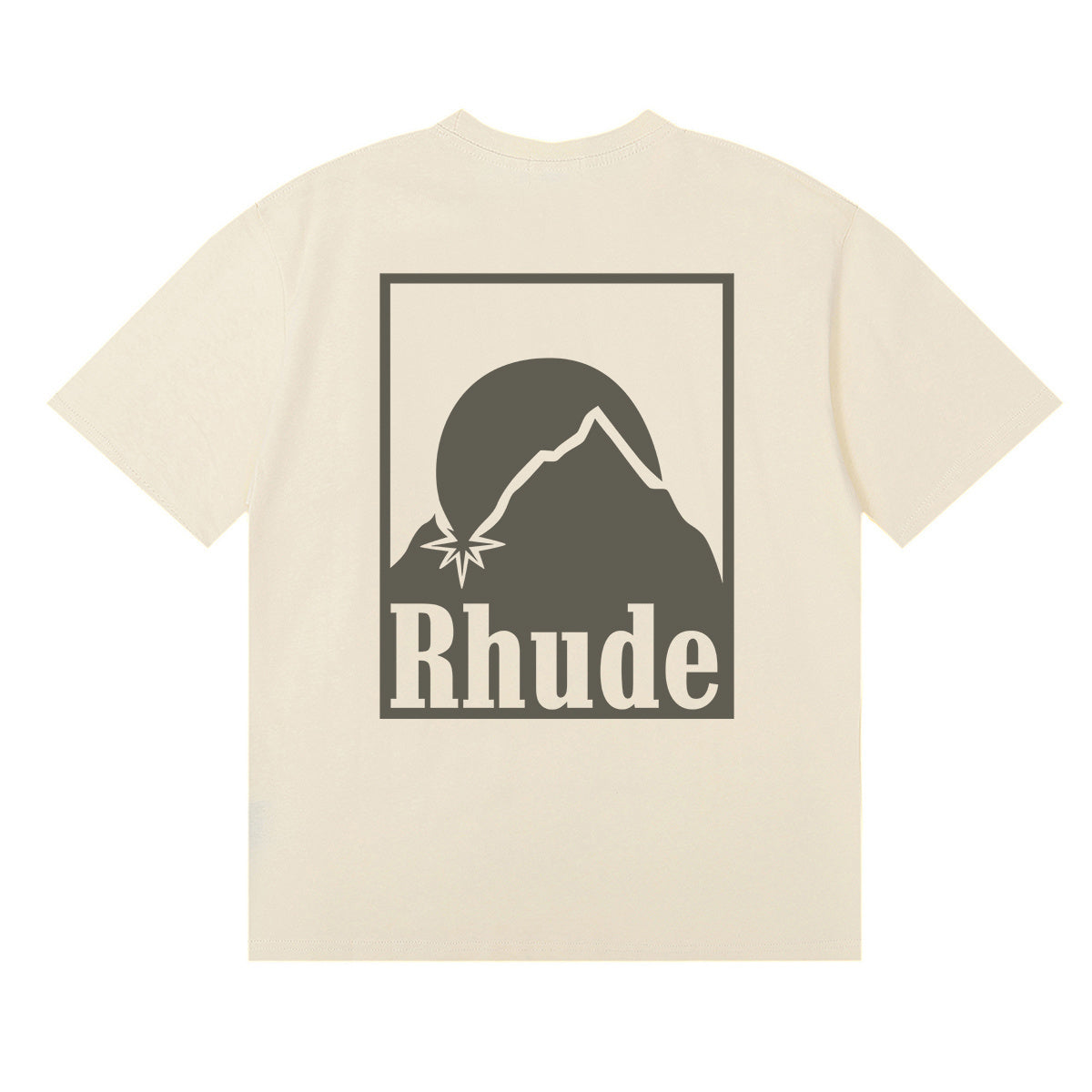 Rhude T-shirts Moon Badge Printing Cotton Casual Short Sleeve Men and Women