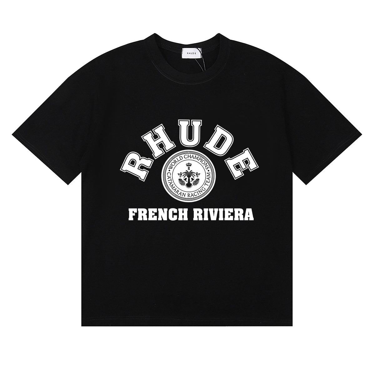 Rhude T-shirts French Cote d'Azur Printed Cotton Casual Short Sleeves Men and Women