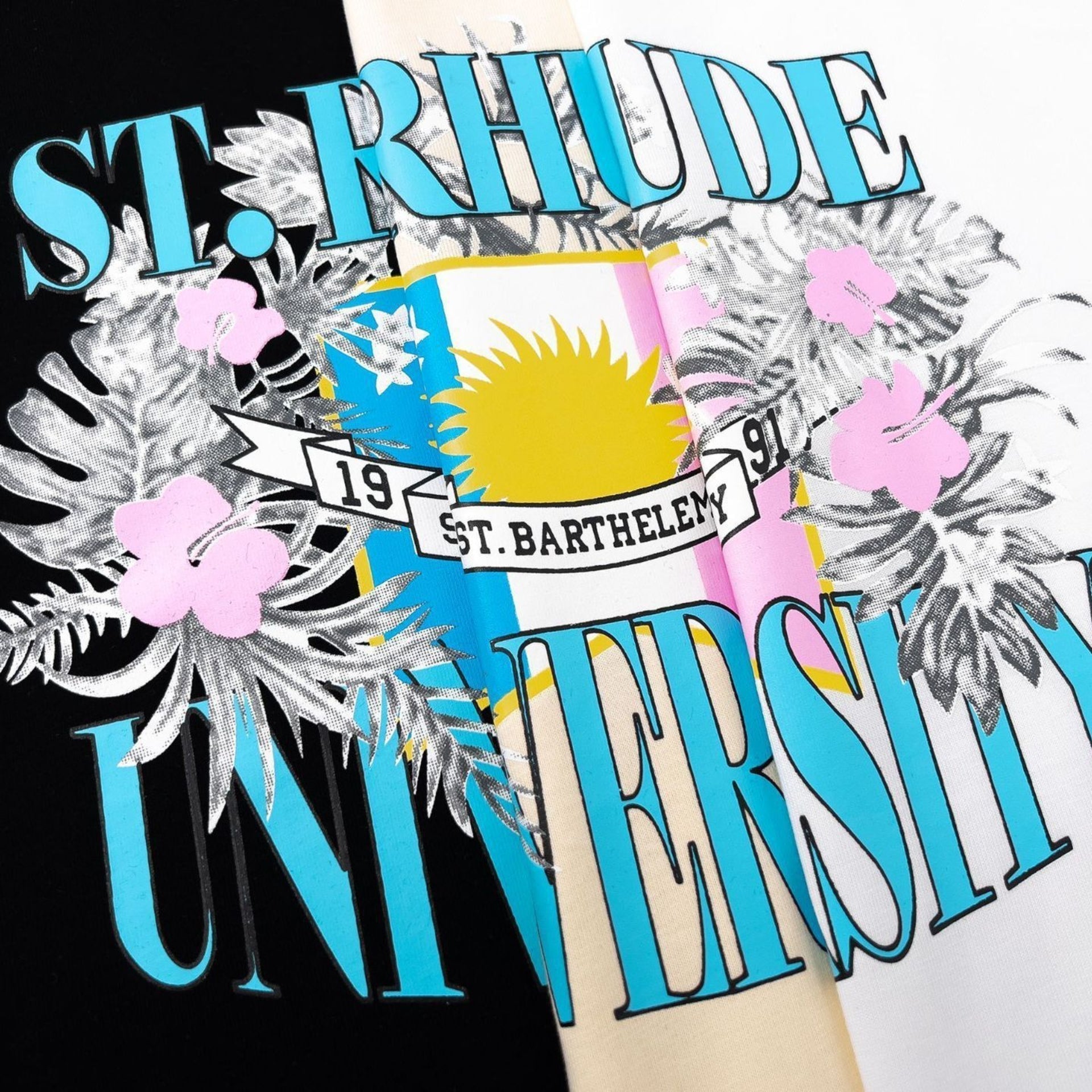 Rhude T-shirt Micro Label Flower Letter Print Pattern Short Sleeve T-shirt