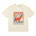 Rhude T-shirts Sailing Sunset Print Cotton Casual Crew Neck Short Sleeve Men and Women