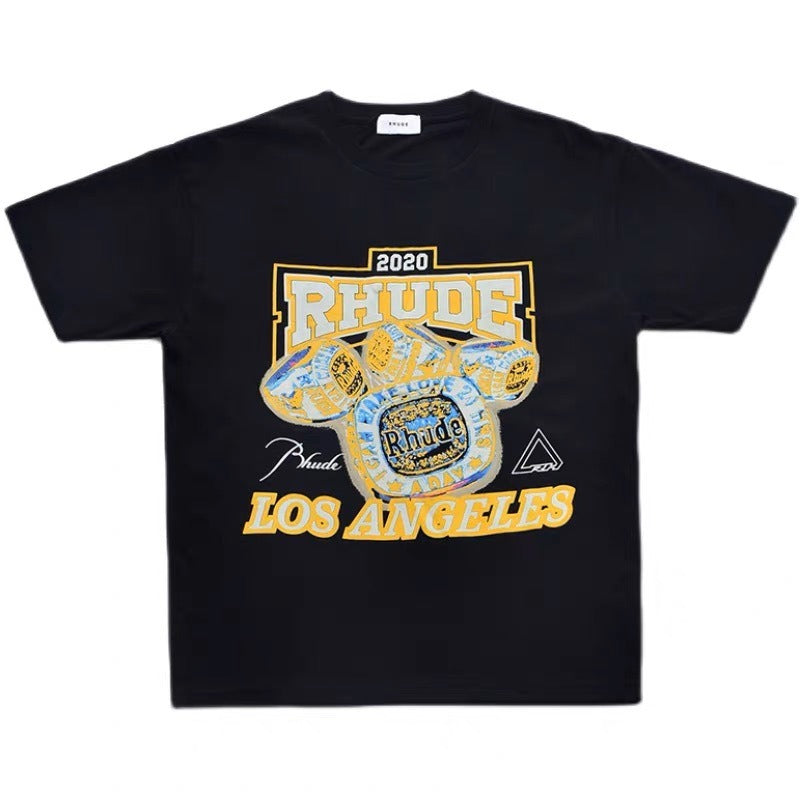 Rhude T-shirt Micro Label Champion Ring Printed Short Sleeve T-shirt