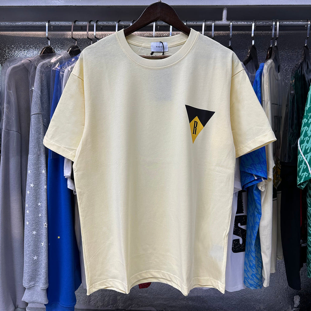 Rhude T-shirts Inverted Triangle Printing Cotton Casual Short Sleeve Men and Women
