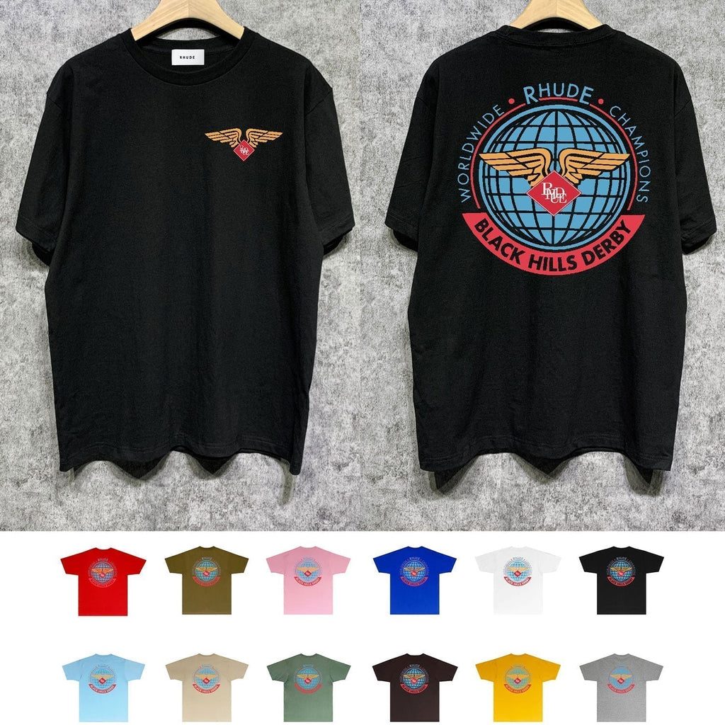 Rhude T-shirts Printed Trendy Pure Cotton