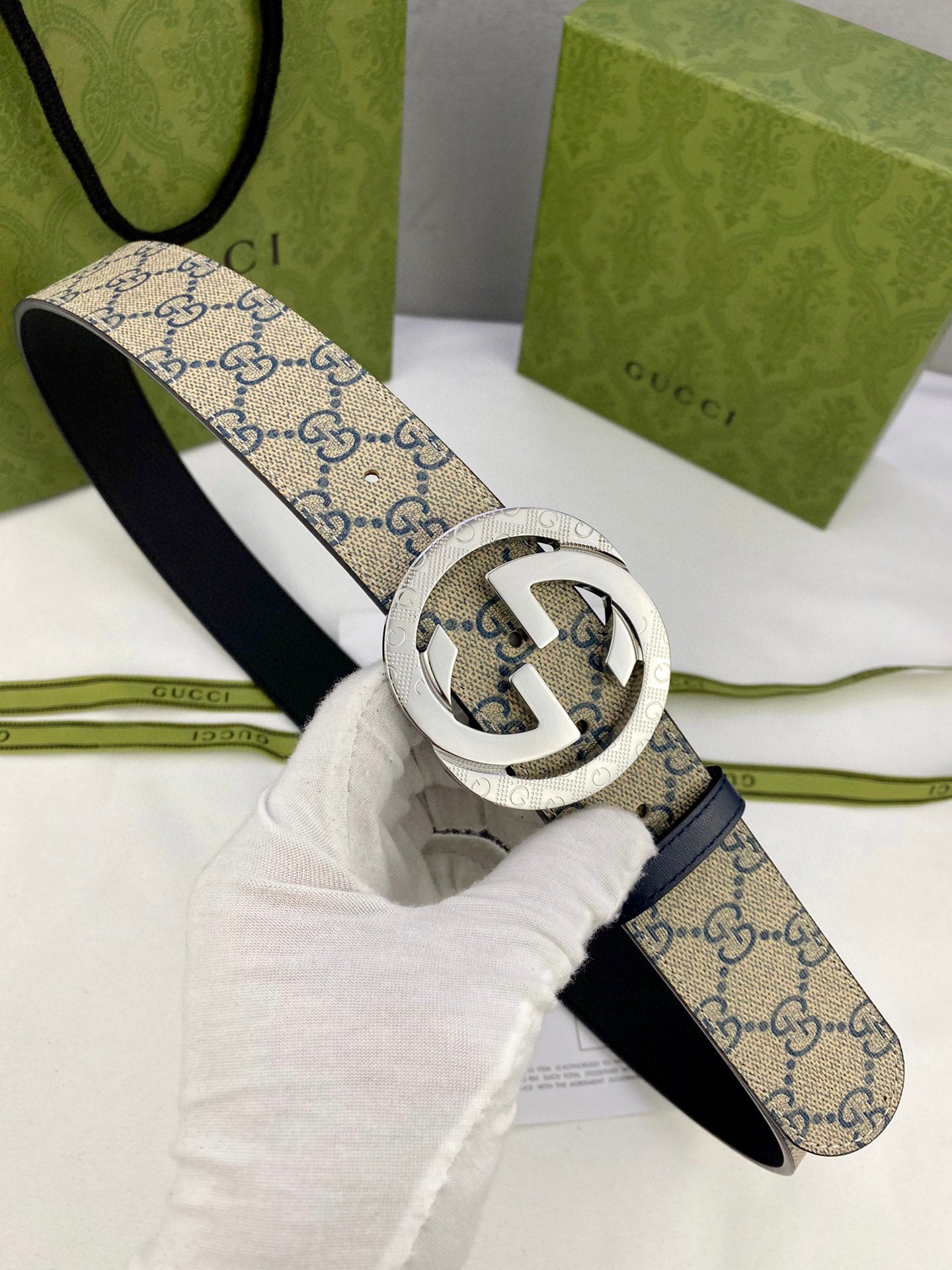 Gucci Classic Men's Belt — Gold Buckle & Silver Buckle