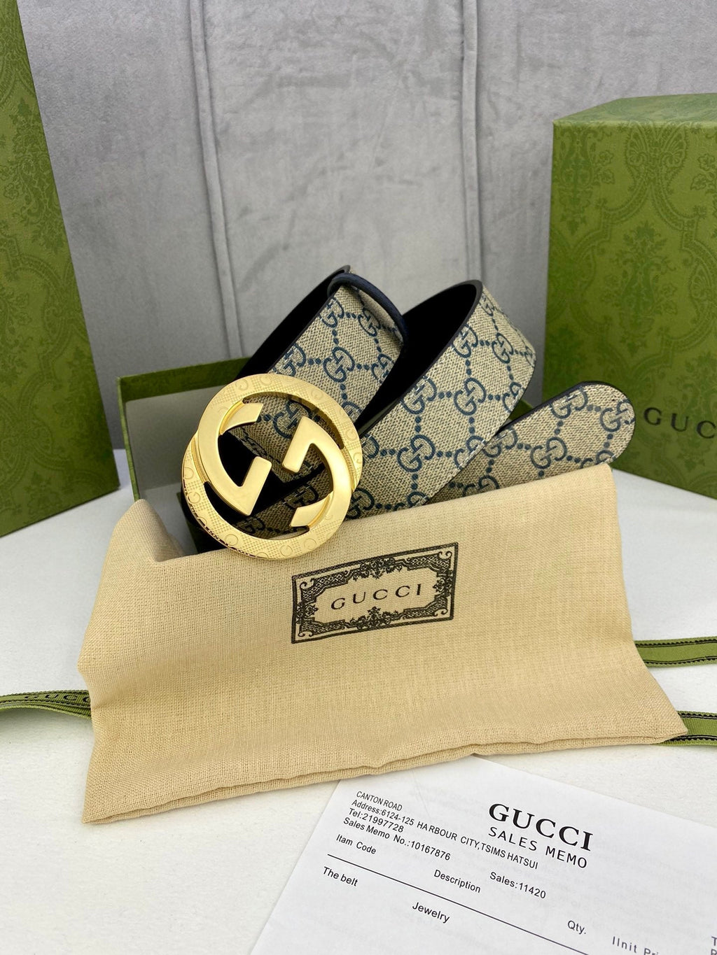 Gucci Classic Men's Belt — Gold Buckle & Silver Buckle