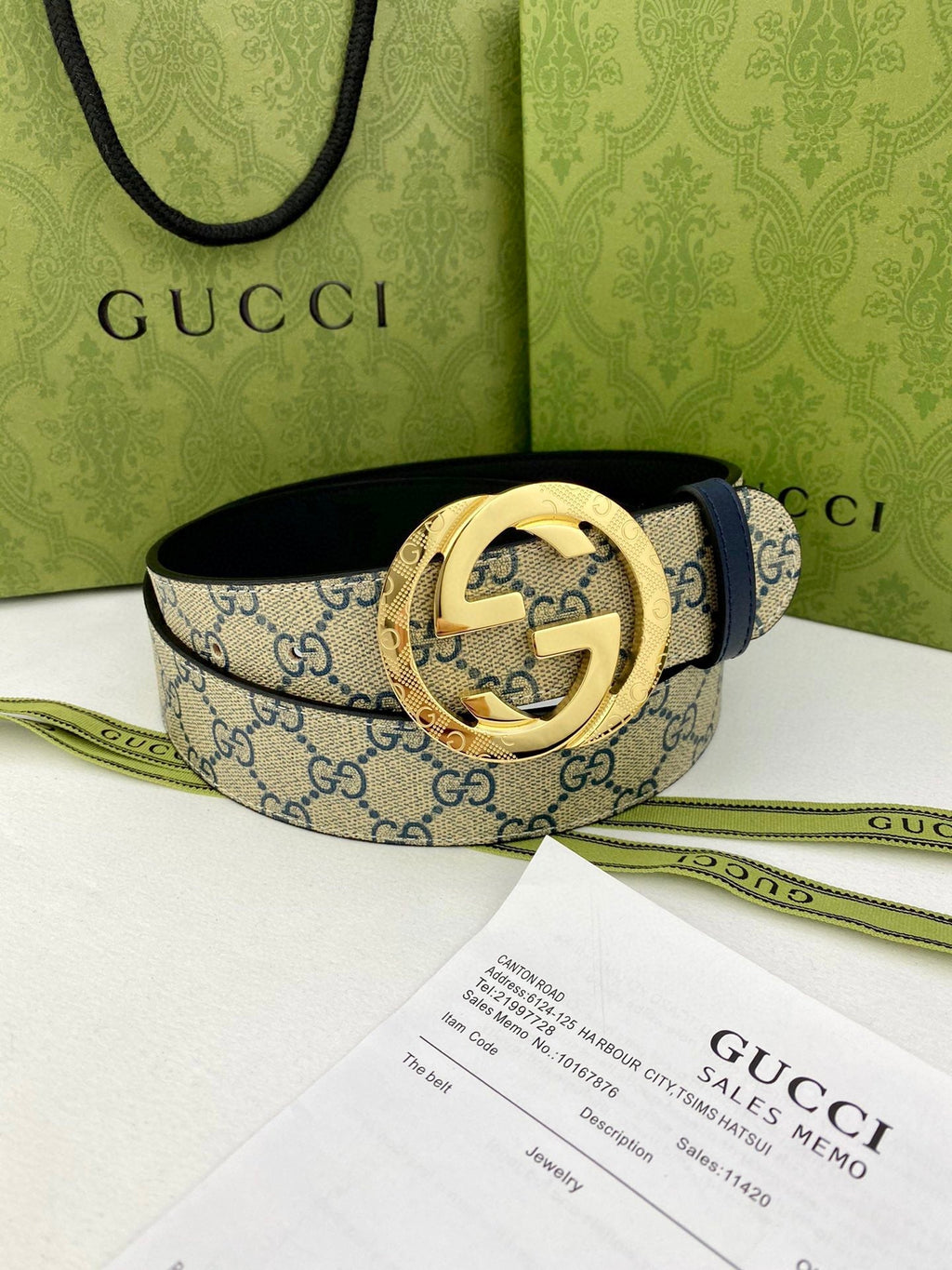 Gucci Classic Men's Belt — Gold Buckle & Silver Buckle