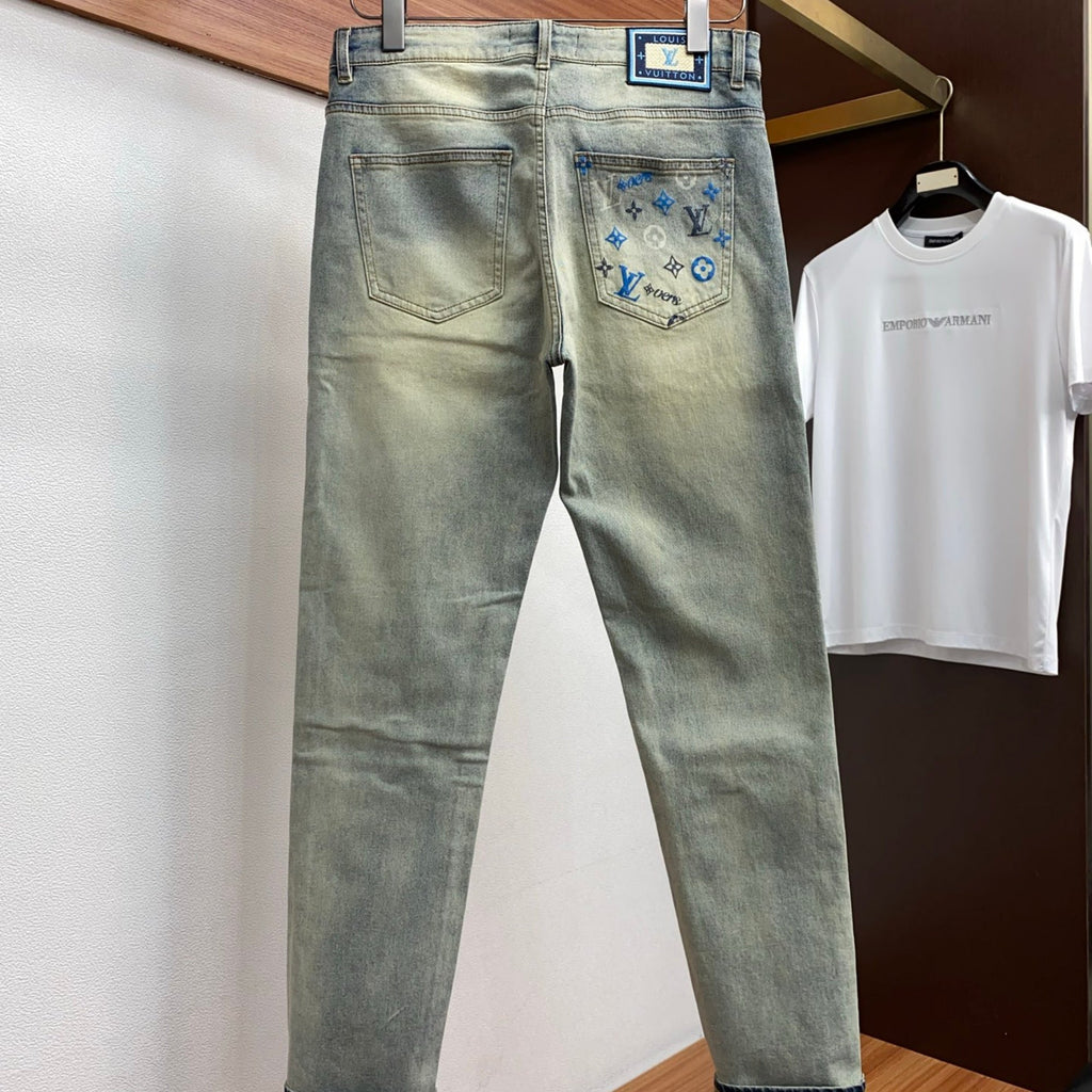 Louis Vuitton Logo-Embroidered Jeans